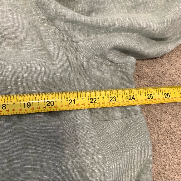 Tahari 100% Linen Green Lagenlook Shirt Size 1X Tab Sleeves - Picture 10 of 12